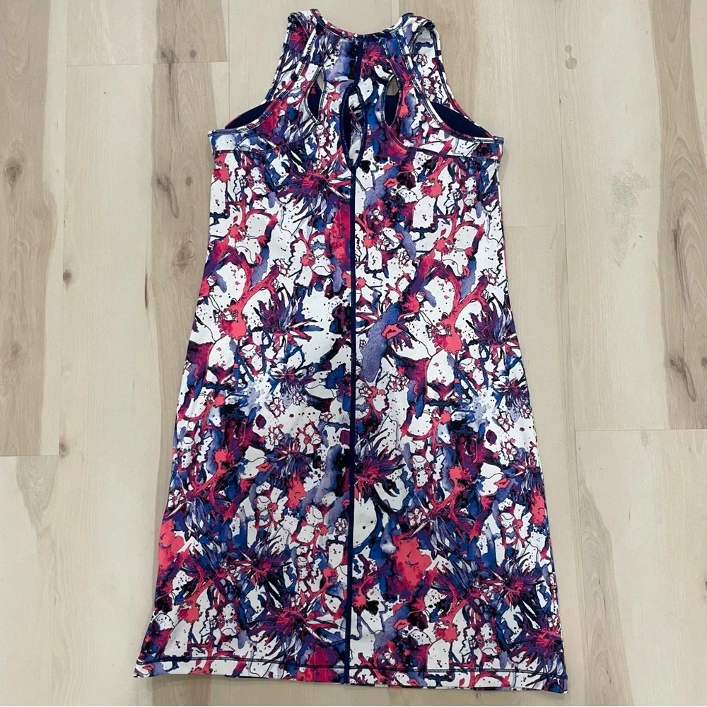 Title Nine Women's Small Splatter Floral Print Athletic Tank Dress Golf Bra - Picture 9 of 14